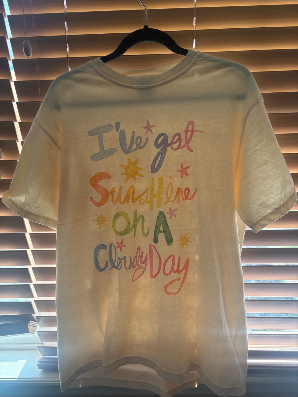 Comfort Colors Cream Graphic Tee with Multicolor Sunshine Text